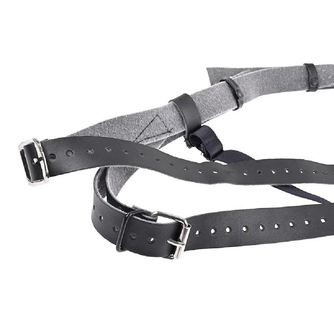 Aurora High Waisted Adjustable Vegan Black Leather Strap on Harness