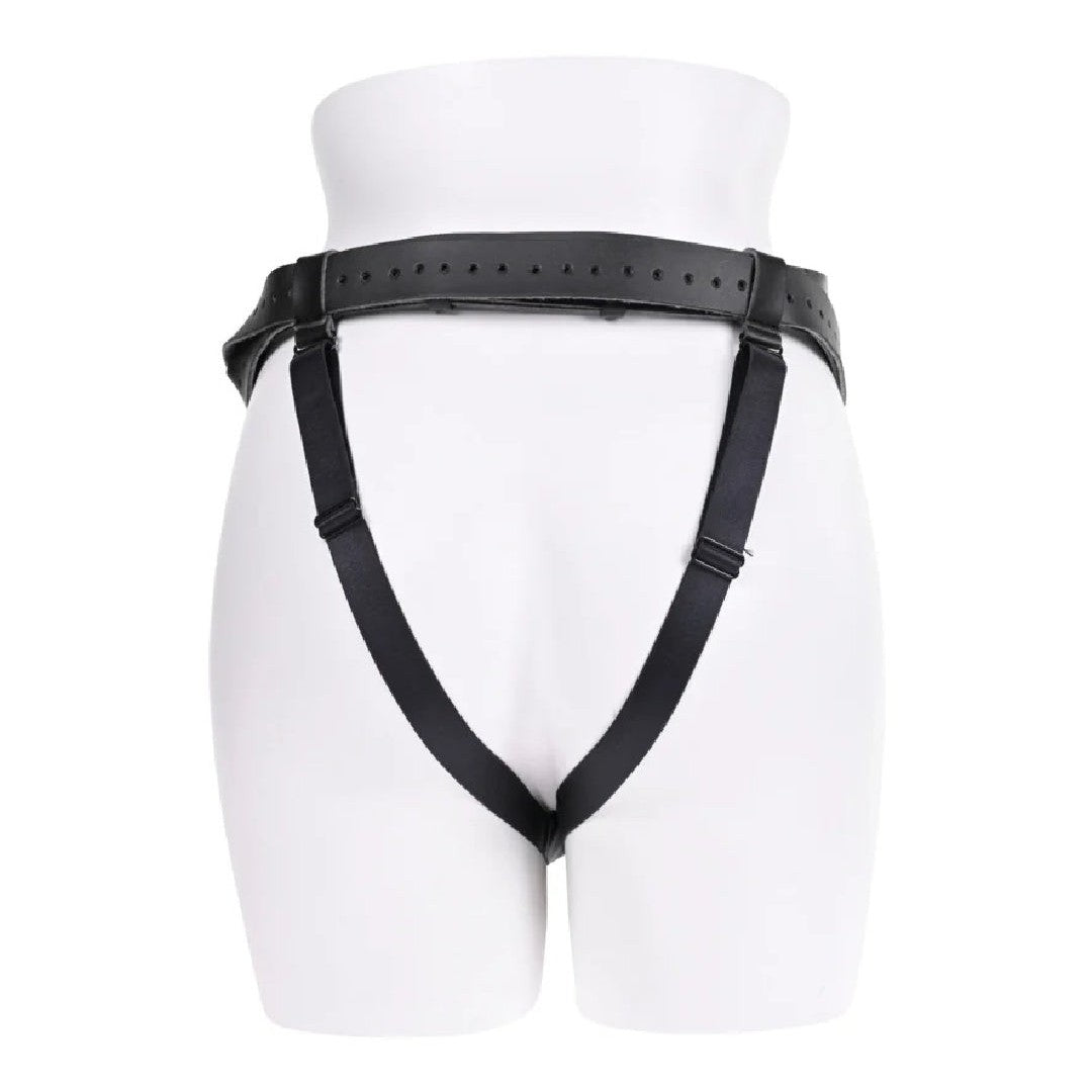Aurora High Waisted Adjustable Vegan Black Leather Strap on Harness