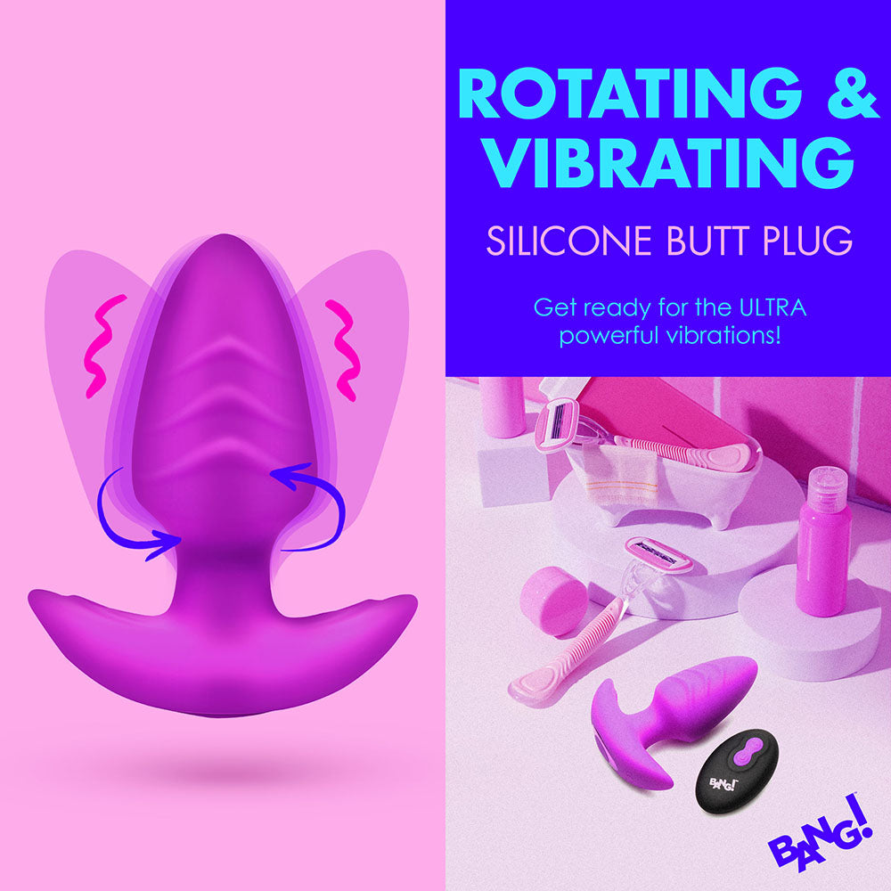 BANG! Rotating & Vibrating Silicone Butt Plug with Remote