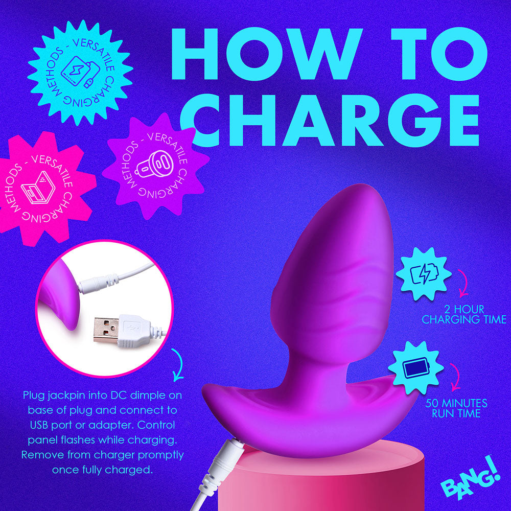 BANG! Rotating & Vibrating Silicone Butt Plug with Remote