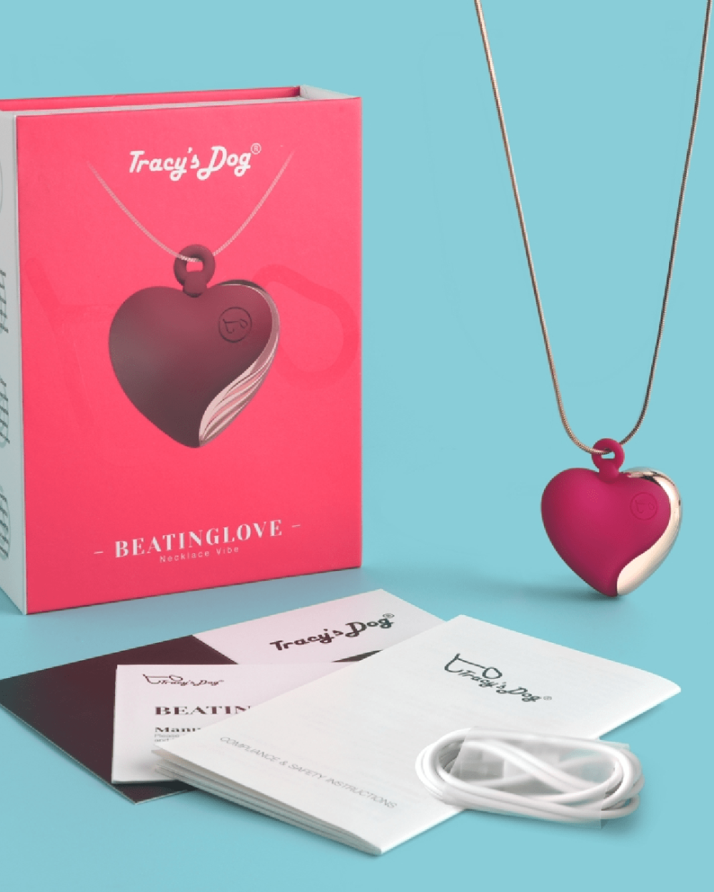 Beating Love Silicone Heart-Shaped Necklace Vibrator by Tracy's Dog