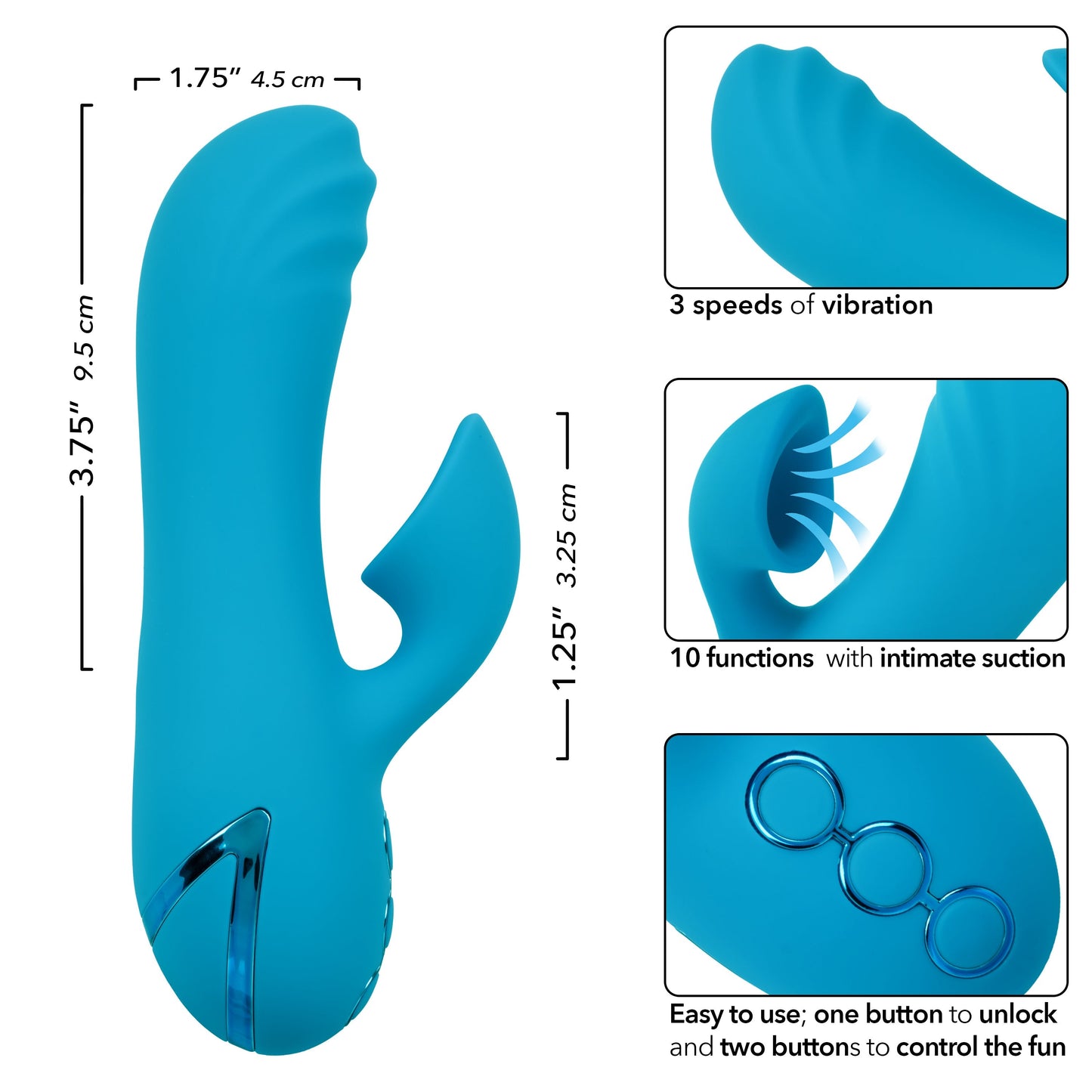 California Dreaming Sunset Beach Seducer Clit Sucking Mini Rabbit Vibrator - Blue
