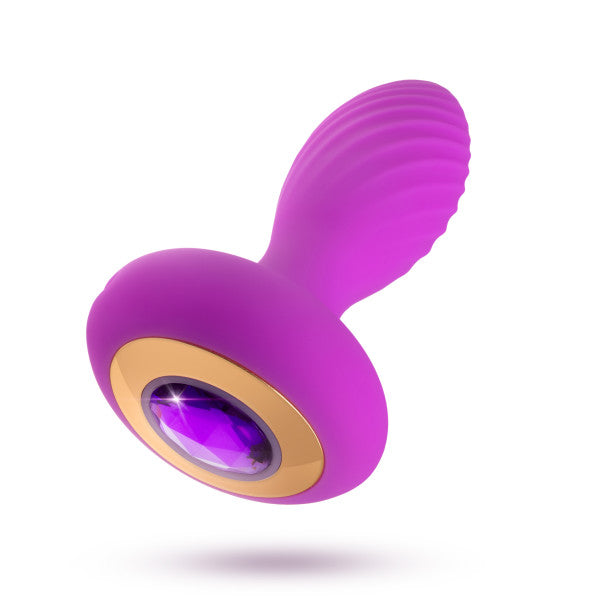 Charm Vibrating Textured Silicone Butt Plug in Amethyst