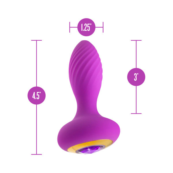 Charm Vibrating Textured Silicone Butt Plug in Amethyst