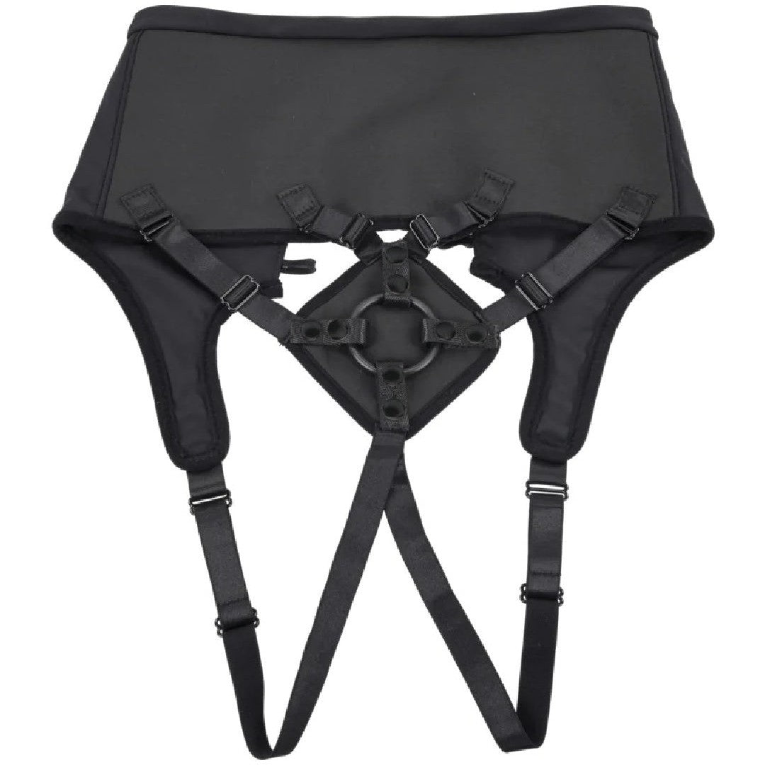 Corset High Waisted Adjustable Black Strap On Harness