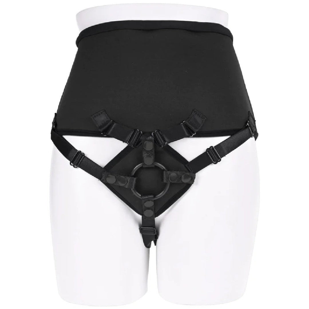 Corset High Waisted Adjustable Black Strap On Harness