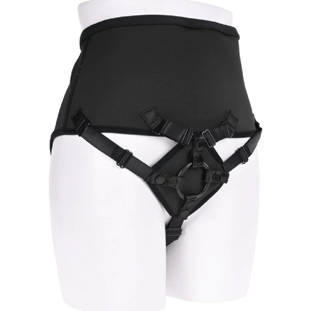 Corset High Waisted Adjustable Black Strap On Harness