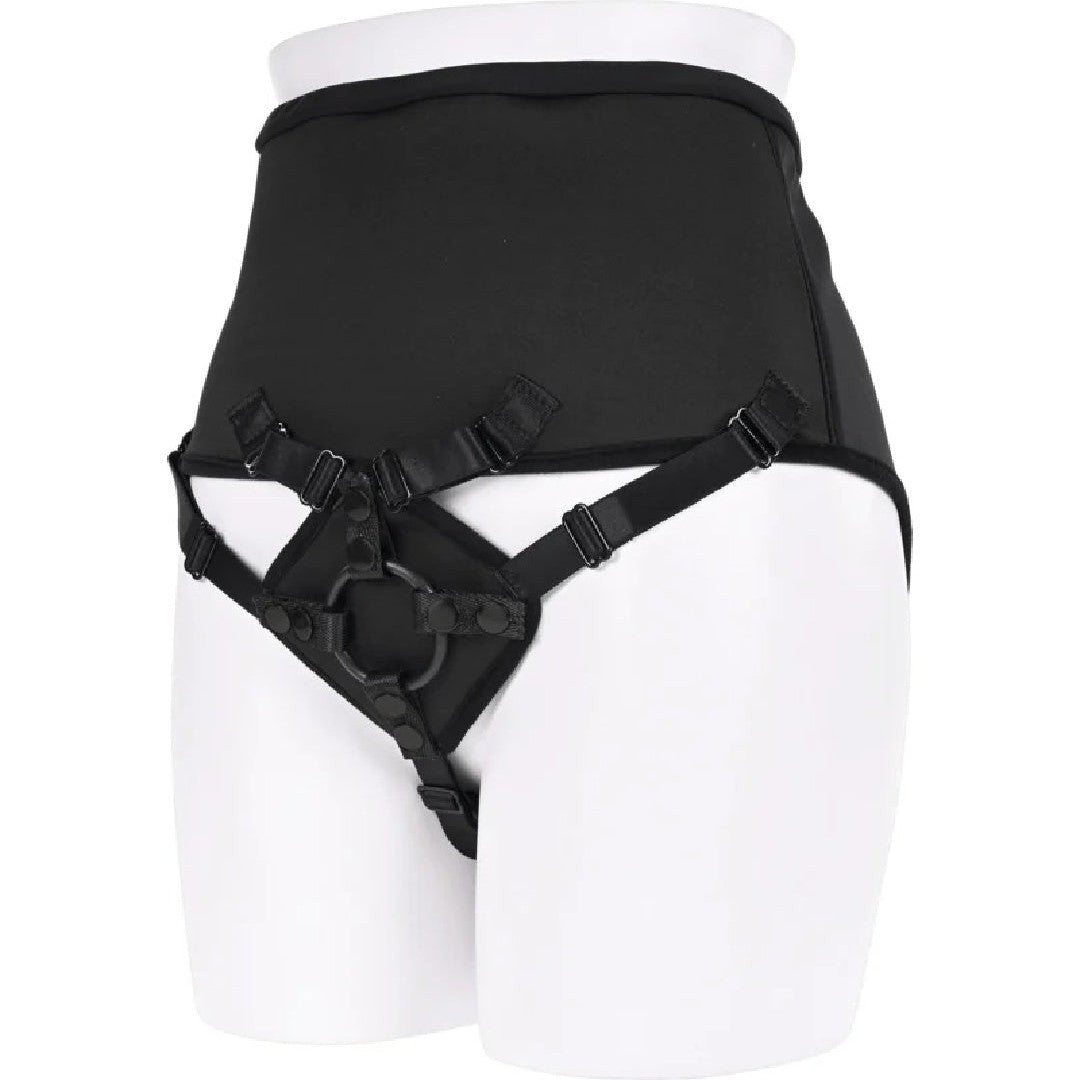 Corset High Waisted Adjustable Black Strap On Harness