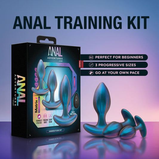 Cosmos 3 Piece Silicone Anal Training Plug Kit with Remote Control