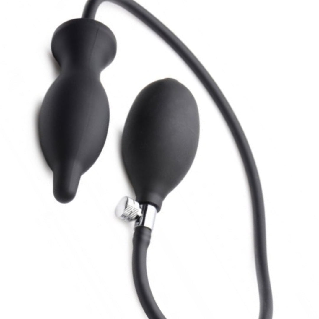 Dark Inflator Black Silicone Inflatable Butt Plug