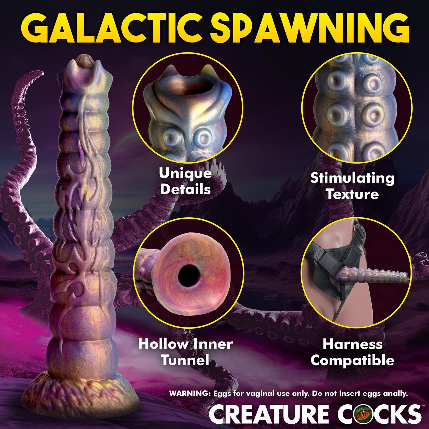 Deep Invader Tentacle Ovipositor Silicone Fantasy Role Play Dildo With Eggs