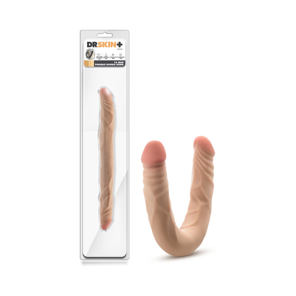 Dr. Skin Plus 14 Inch Posable Double Dildo - Vanilla