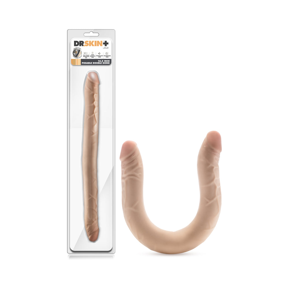 Dr. Skin Plus 16.5 Inch Posable Double Dildo - Vanilla