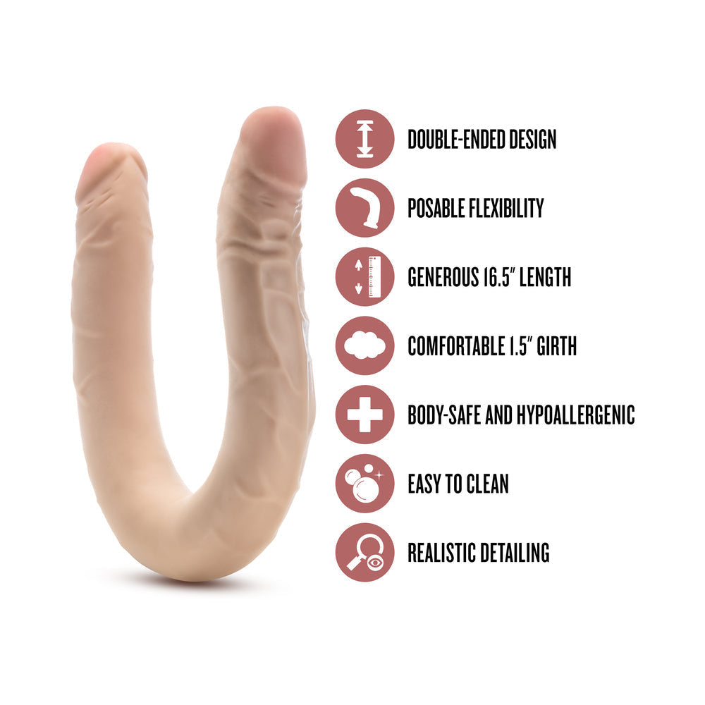 Dr. Skin Plus 16.5 Inch Posable Double Dildo - Vanilla