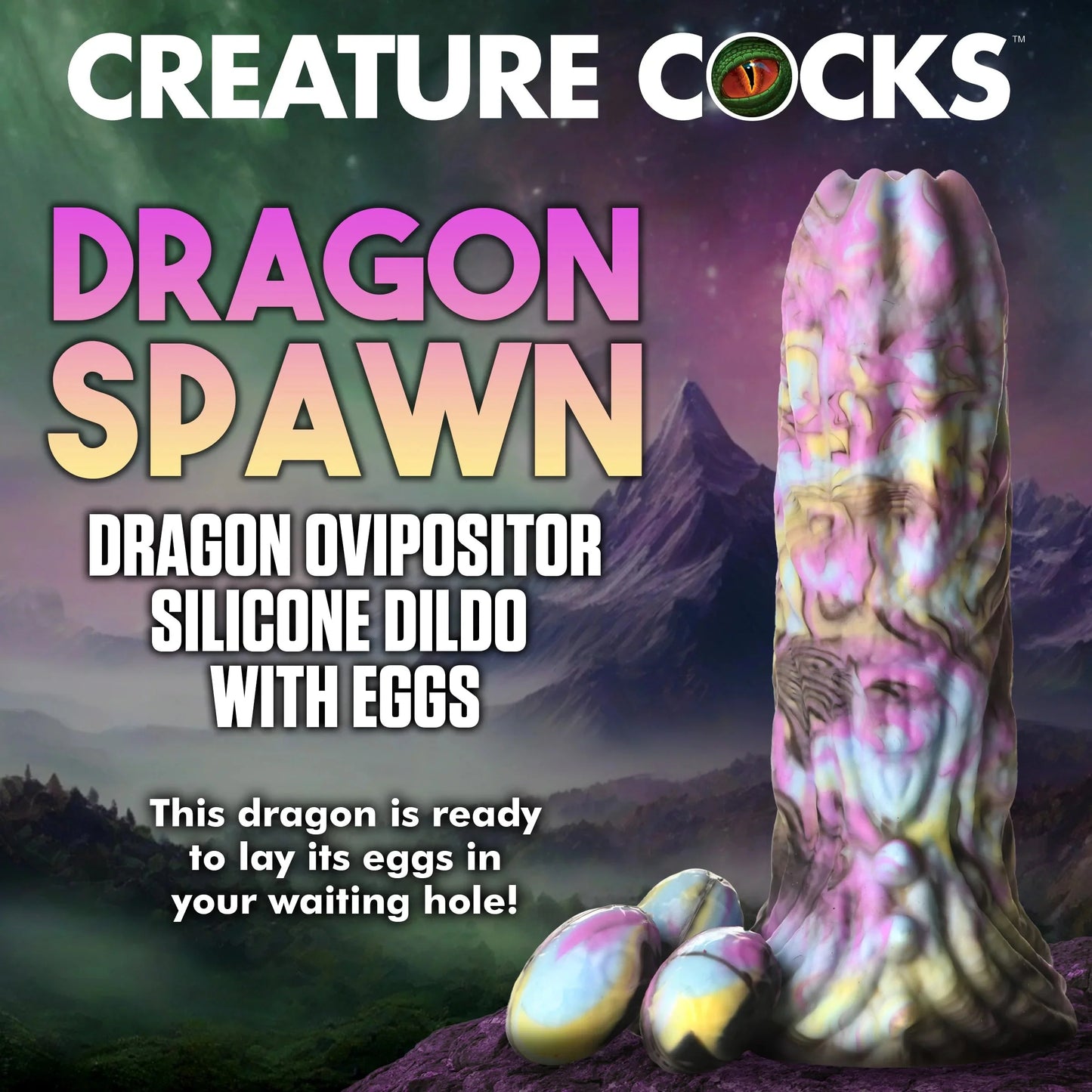 Dragon Spawn Ovipositor Silicone Fantasy Role Play Dildo With Eggs