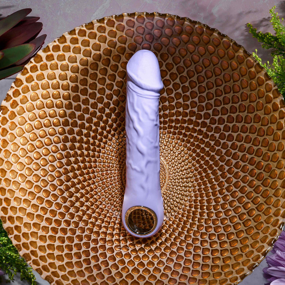 Purple Fantasy Veiny Silicone Vibrator with Finger Loop