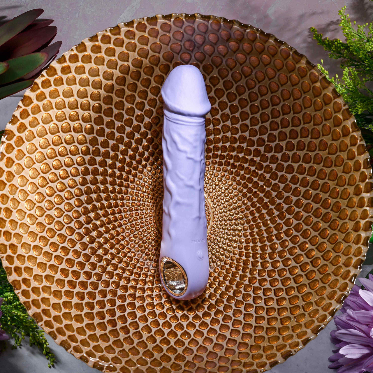 Purple Fantasy Veiny Silicone Vibrator with Finger Loop