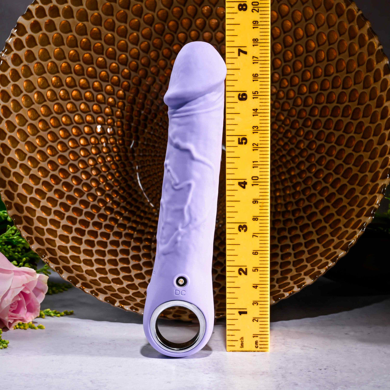 Purple Fantasy Veiny Silicone Vibrator with Finger Loop