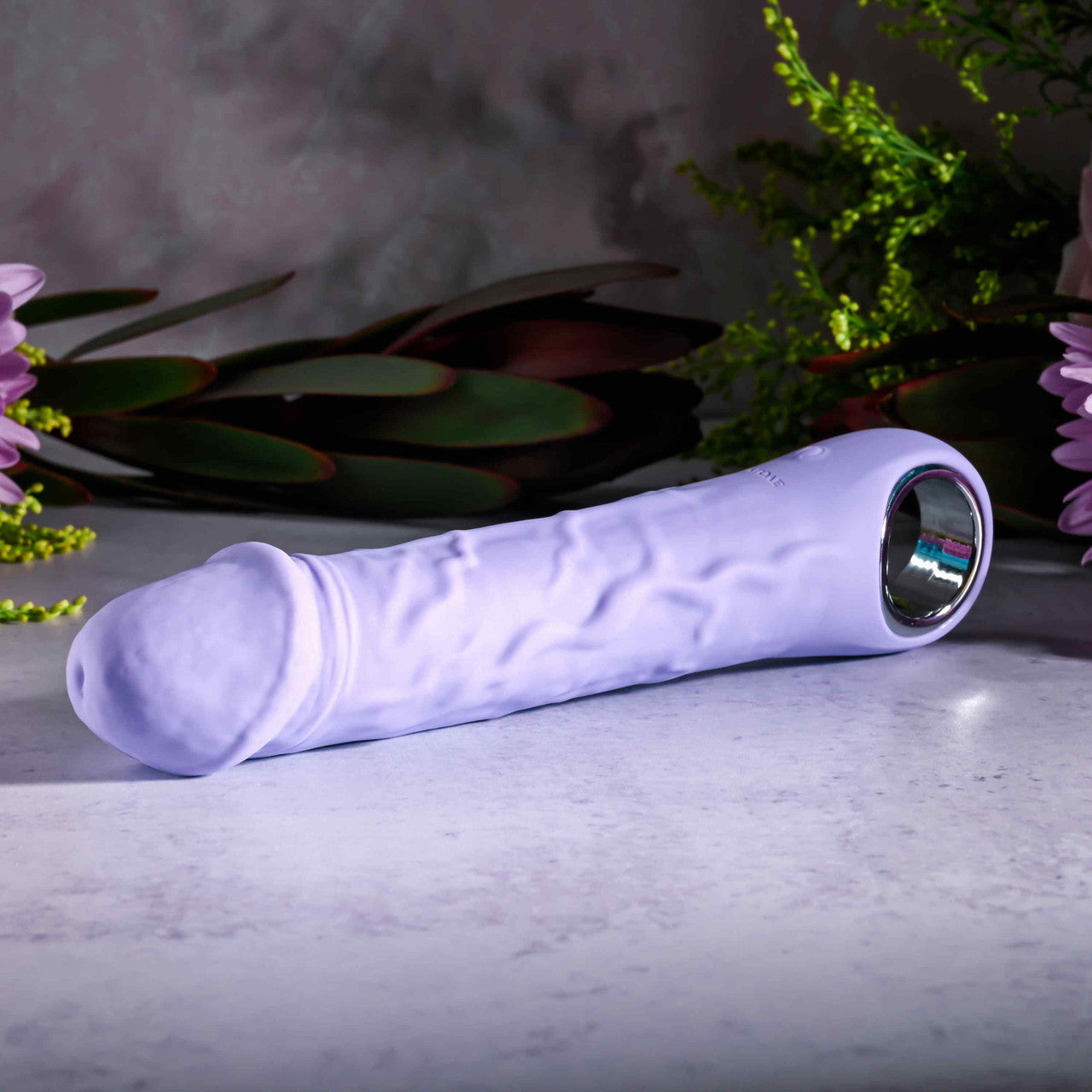 Purple Fantasy Veiny Silicone Vibrator with Finger Loop
