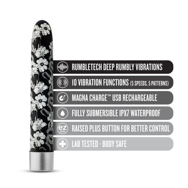 Eden Black Floral Slim Beginner Bullet Vibrator