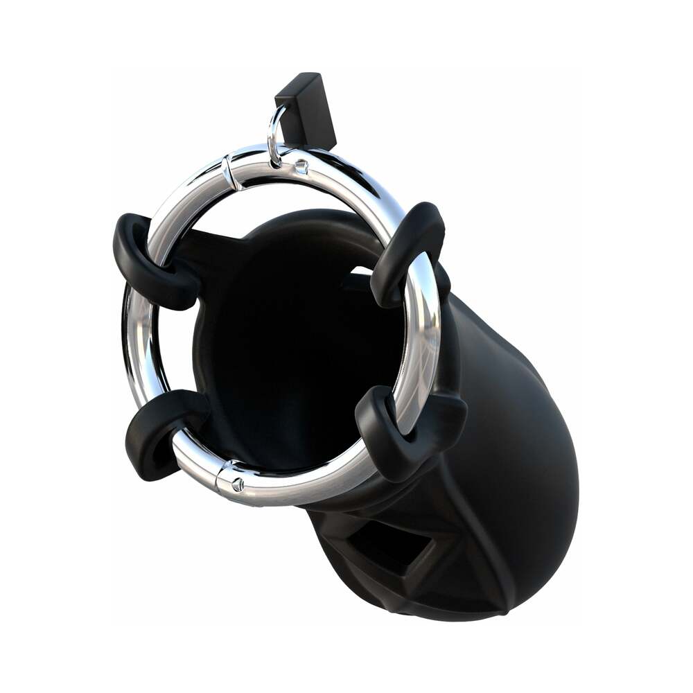 Extreme Silicone Cock Blocker Locking Chastity Cage Black