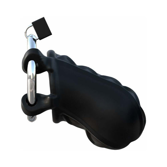 Extreme Silicone Cock Blocker Locking Chastity Cage Black