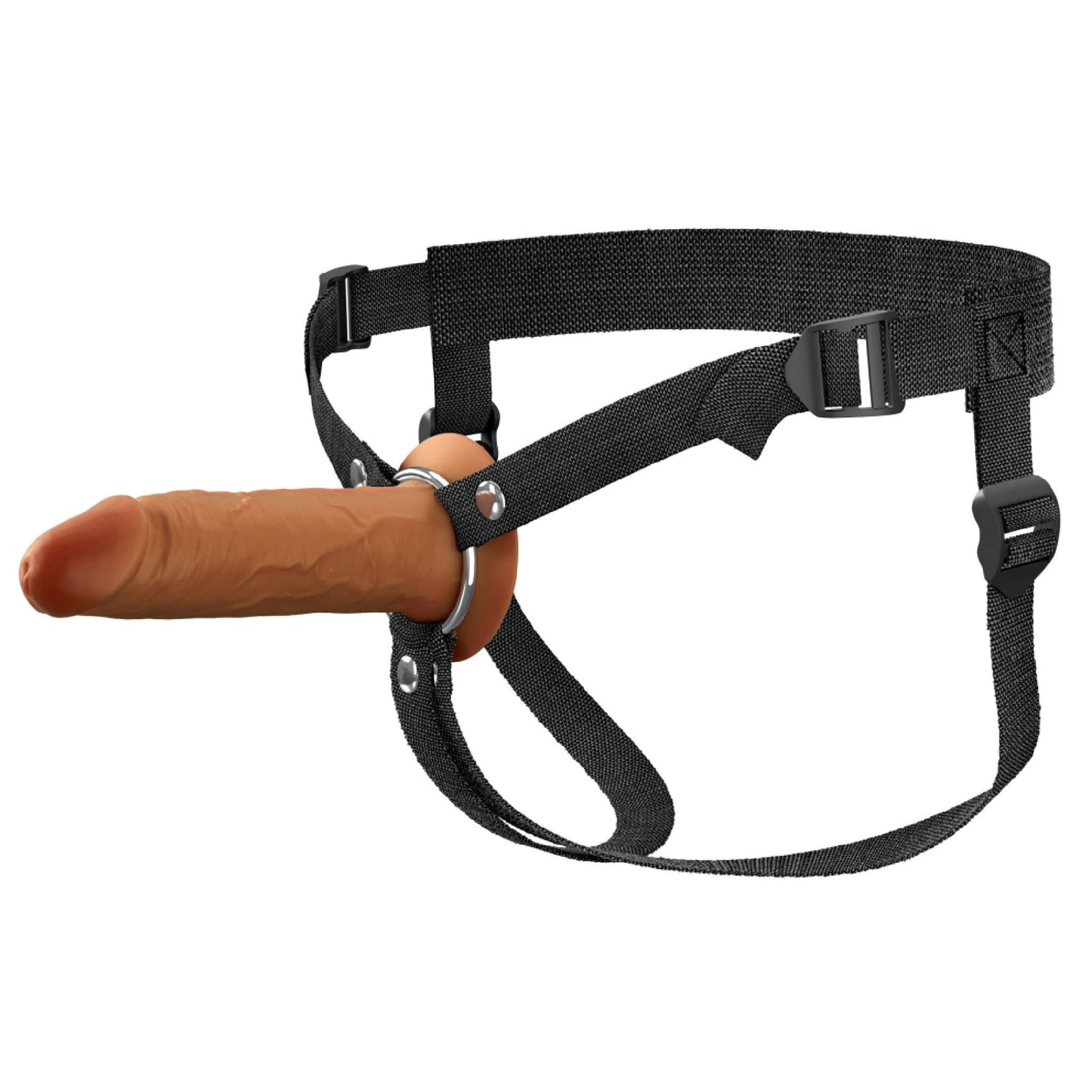 Fantasy X-Tensions Elite Hollow 6 Inch Silicone Dildo & Strap-On Harness - Chocolate
