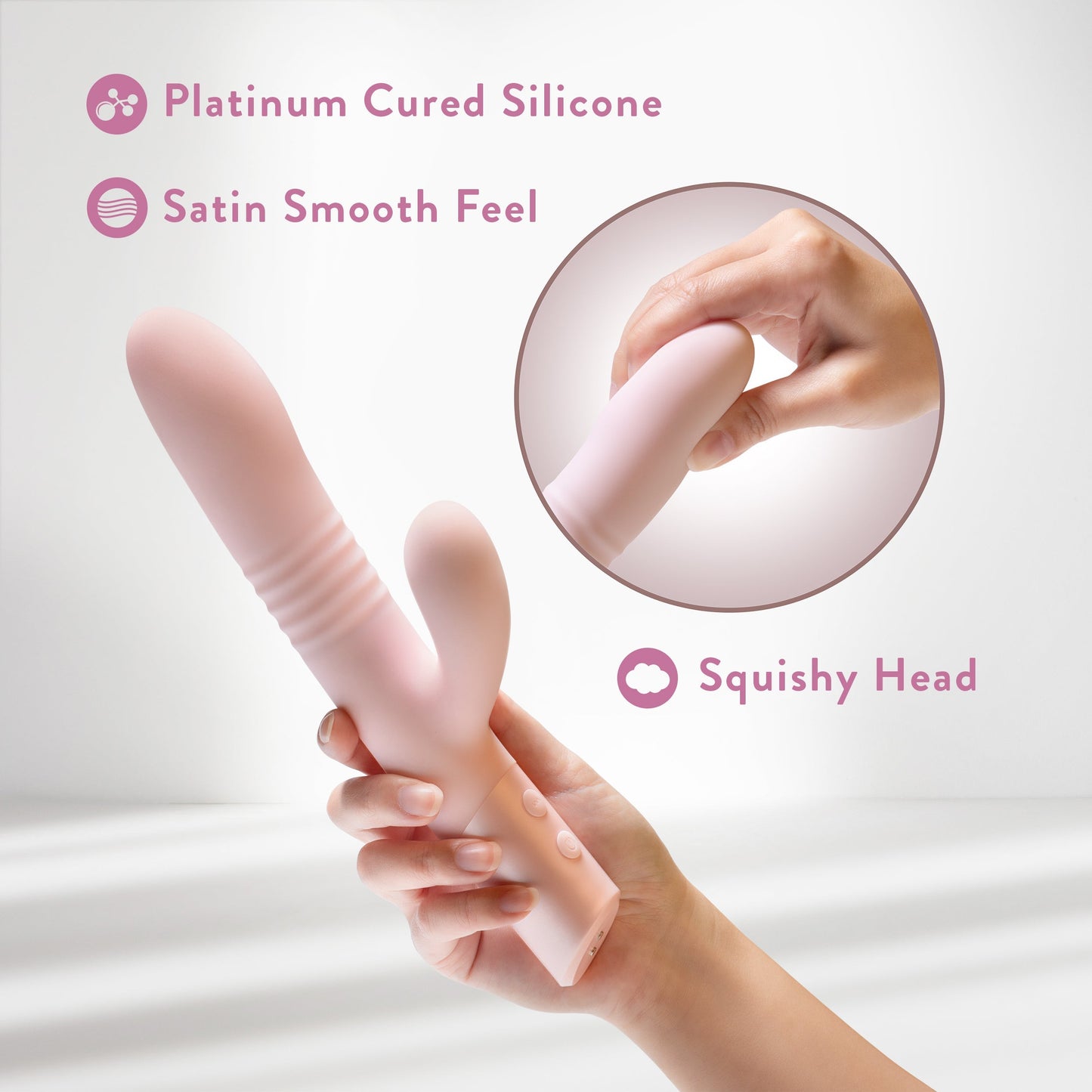 Fraya Thrusting Shaft Powerful Rabbit Vibrator - Pale Pink