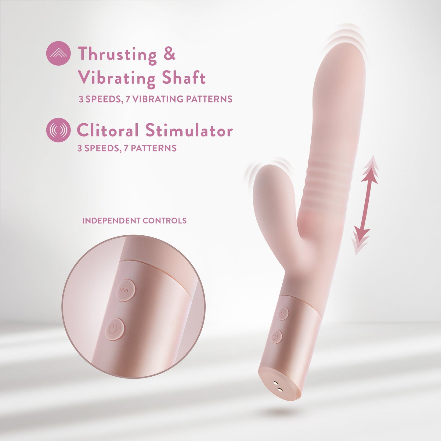 Fraya Thrusting Shaft Powerful Rabbit Vibrator - Pale Pink