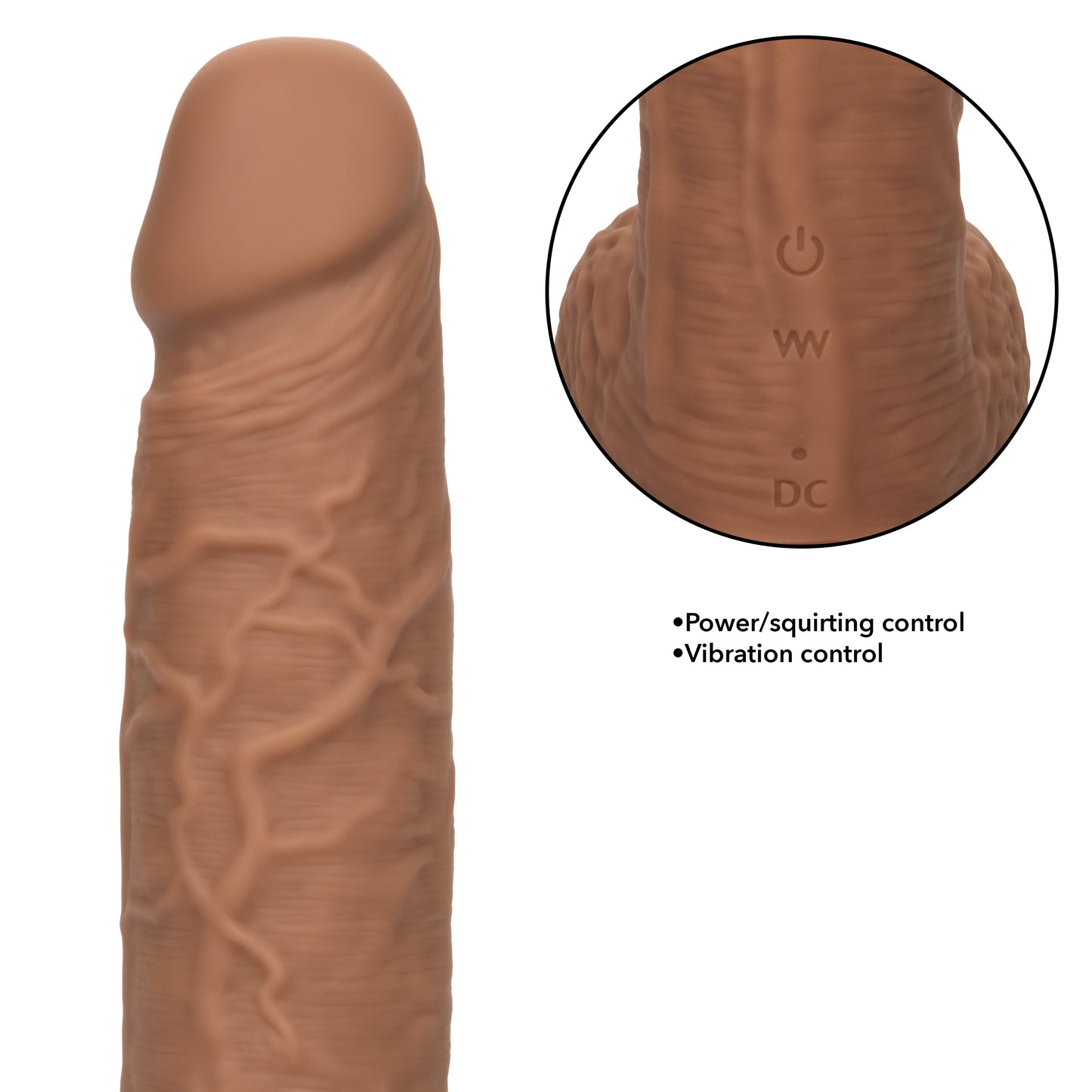 Fuck Stick Squirting Vibrating Silicone Suction Cup Dildo - Chocolate