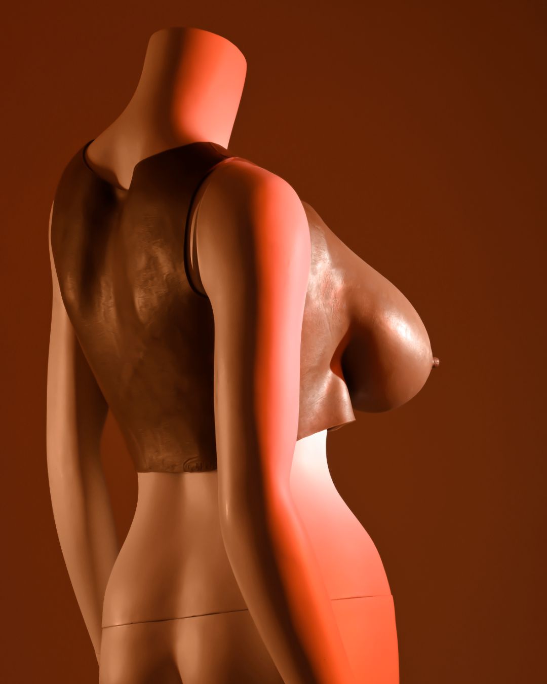 Gender X Wearable Silicone E Cup Breasts - Chocolate