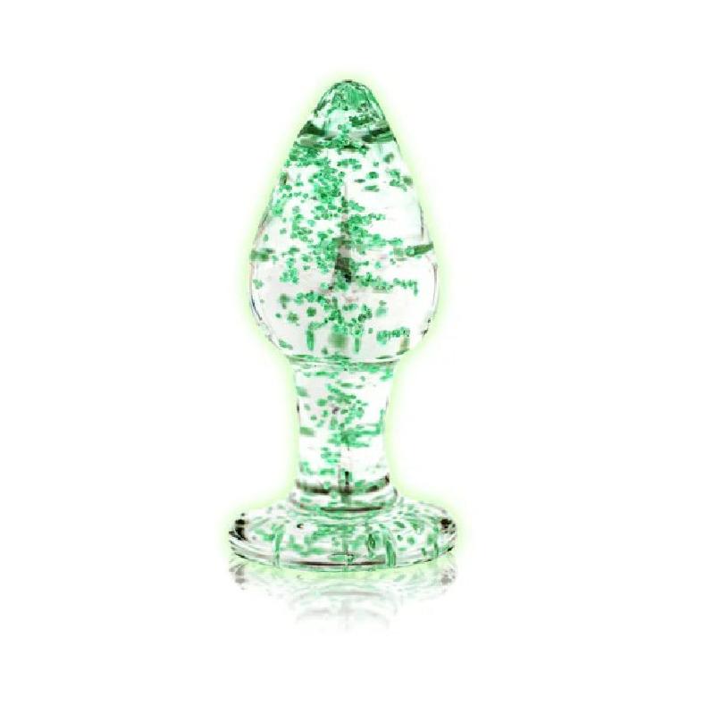 Glow in the Dark Glass Anal Plug - Large