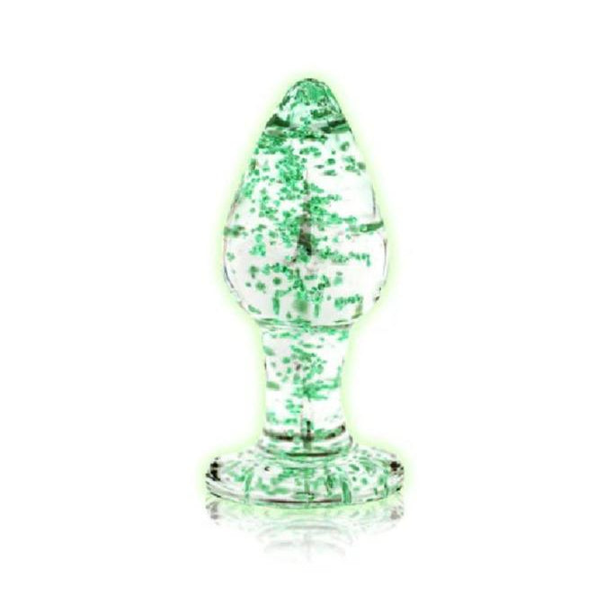 Glow in the Dark Glass Anal Plug - Medium