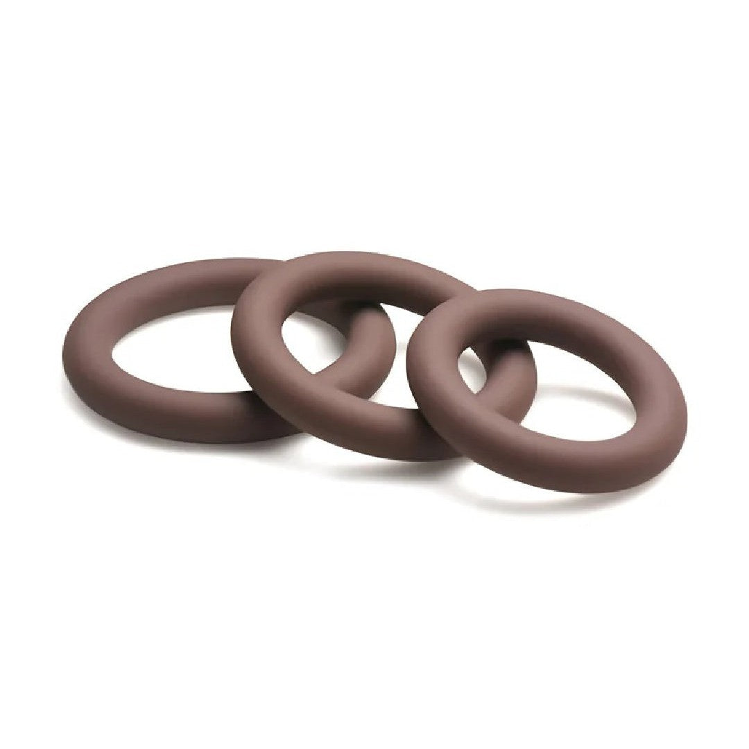 Jock Discreet Stretchy Silicone Cock Ring Set of 3 - Chocolate