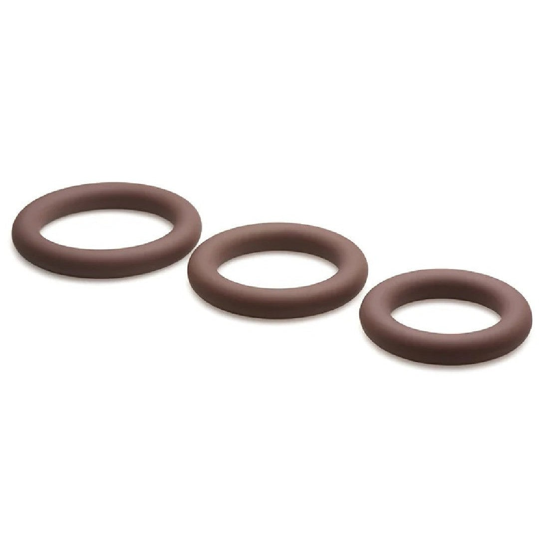 Jock Discreet Stretchy Silicone Cock Ring Set of 3 - Chocolate
