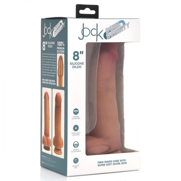 Jock Dual Density Silicone 8 Inch Dildo with Balls & Suction Cup - Vanilla