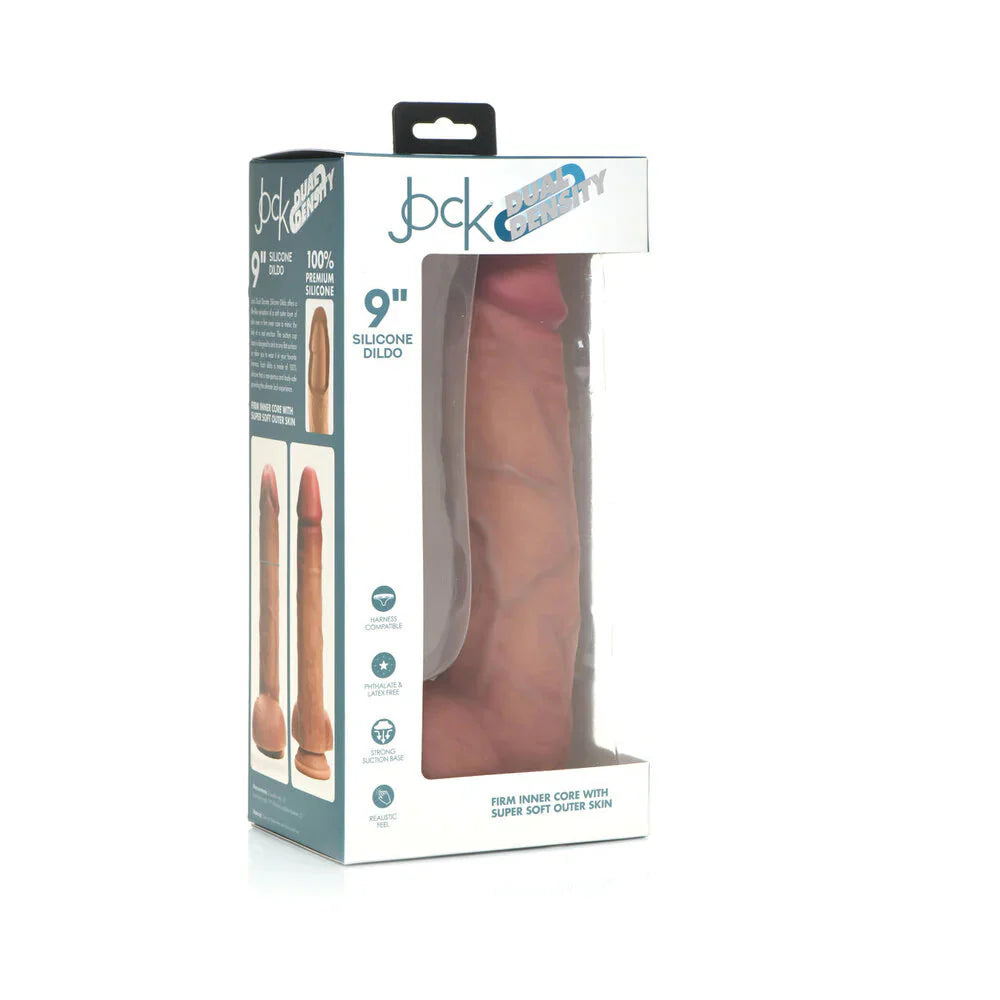 Jock Dual Density Silicone 9 Inch Dildo with Balls & Suction Cup - Vanilla