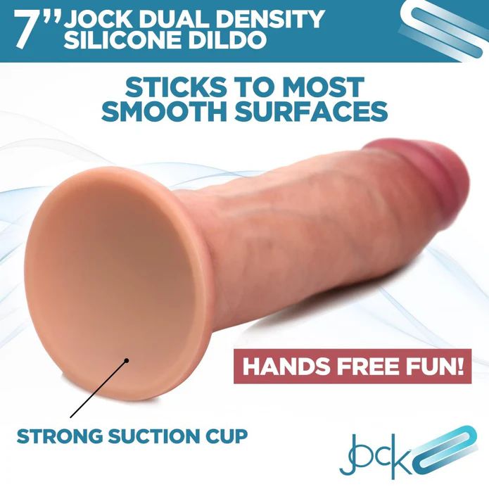 Jock Dual Density Silicone Thick 7 Inch Dildo with Suction Cup - Vanilla