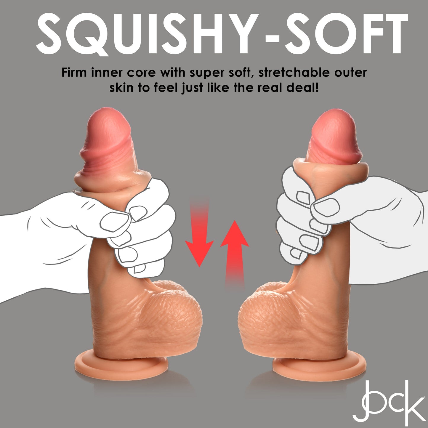 Jock Real Skin 8 Inch Silicone Suction Cup Dildo with Balls - Vanilla
