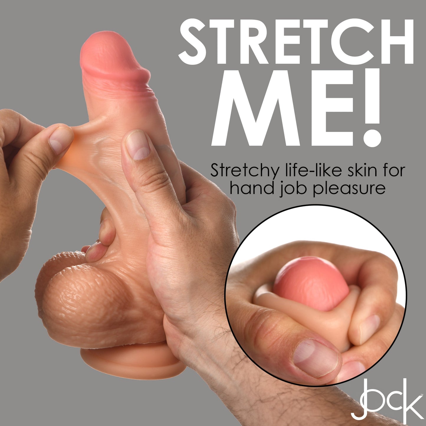 Jock Real Skin 8 Inch Silicone Suction Cup Dildo with Balls - Vanilla