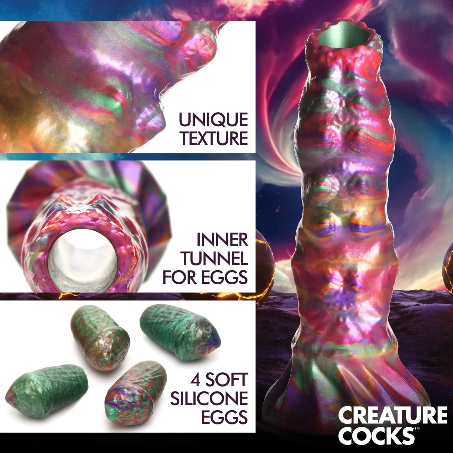 Larva Silicone Ovipositor Fantasy Role Play Dildo With Eggs