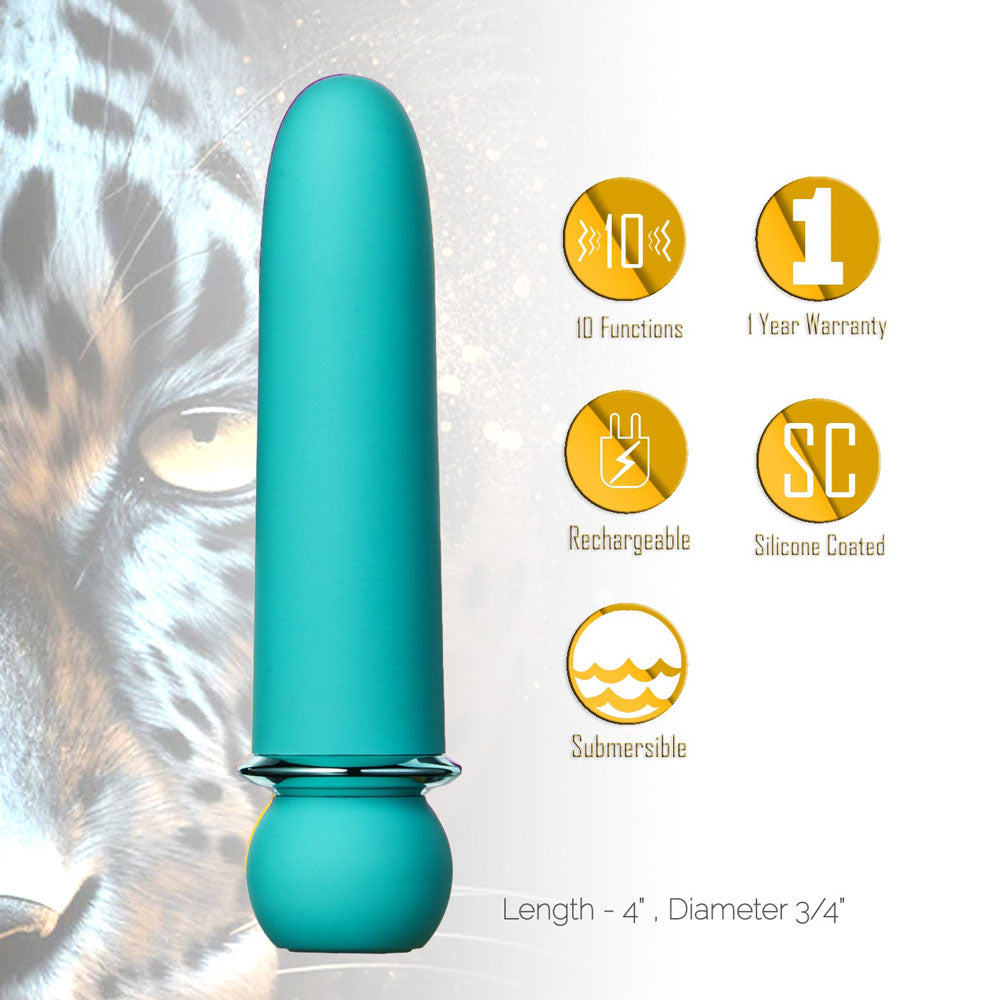 Jaguar 10-Function Rechargeable Silicone Super-Charged Bullet