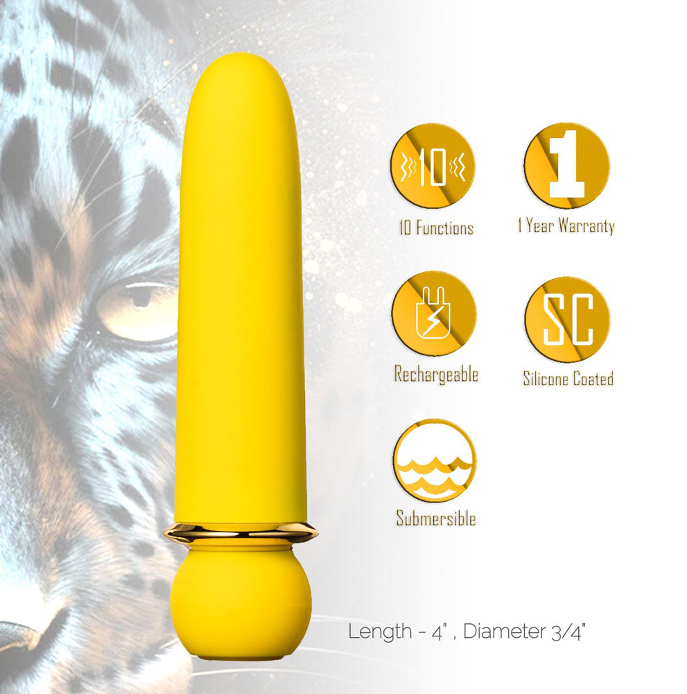Jaguar 10-Function Rechargeable Silicone Super-Charged Bullet