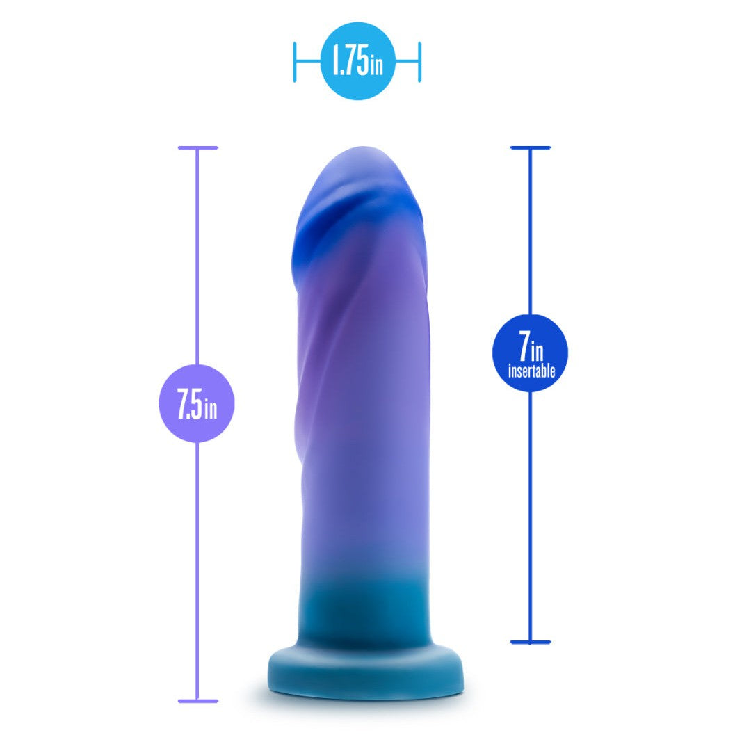 Midnight Rendezvous 7.5 Inch Girthy Silicone Dildo - Ocean Blue