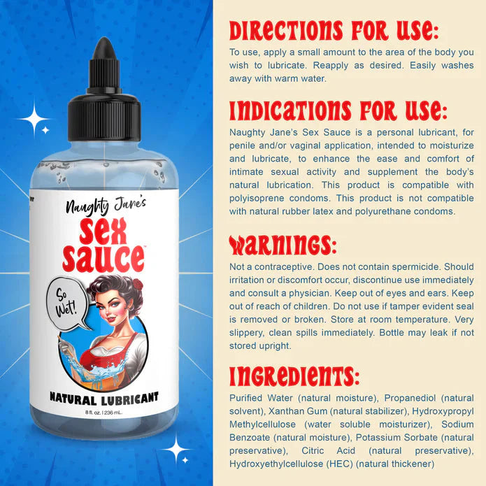 Naughty Jane's Sex Sauce Natural Water Based Lubricant 8oz