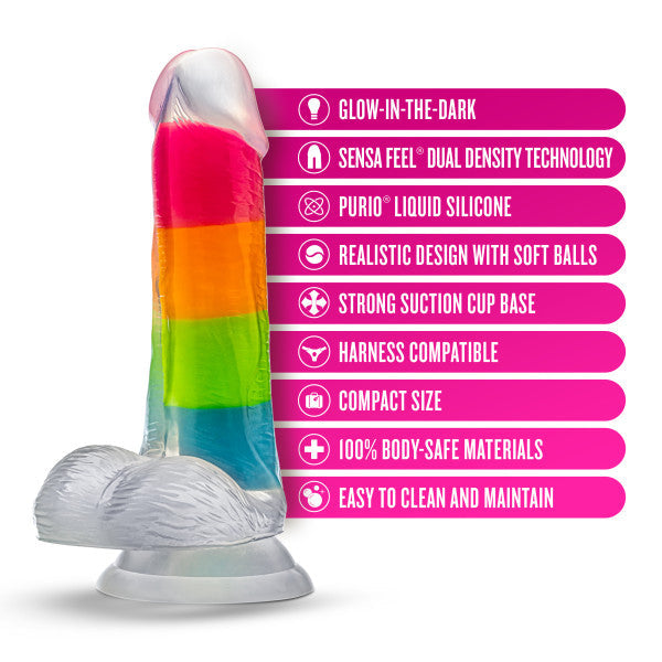 Rainbow Rave Glow in the Dark 6.5 Inch Silicone Dildo