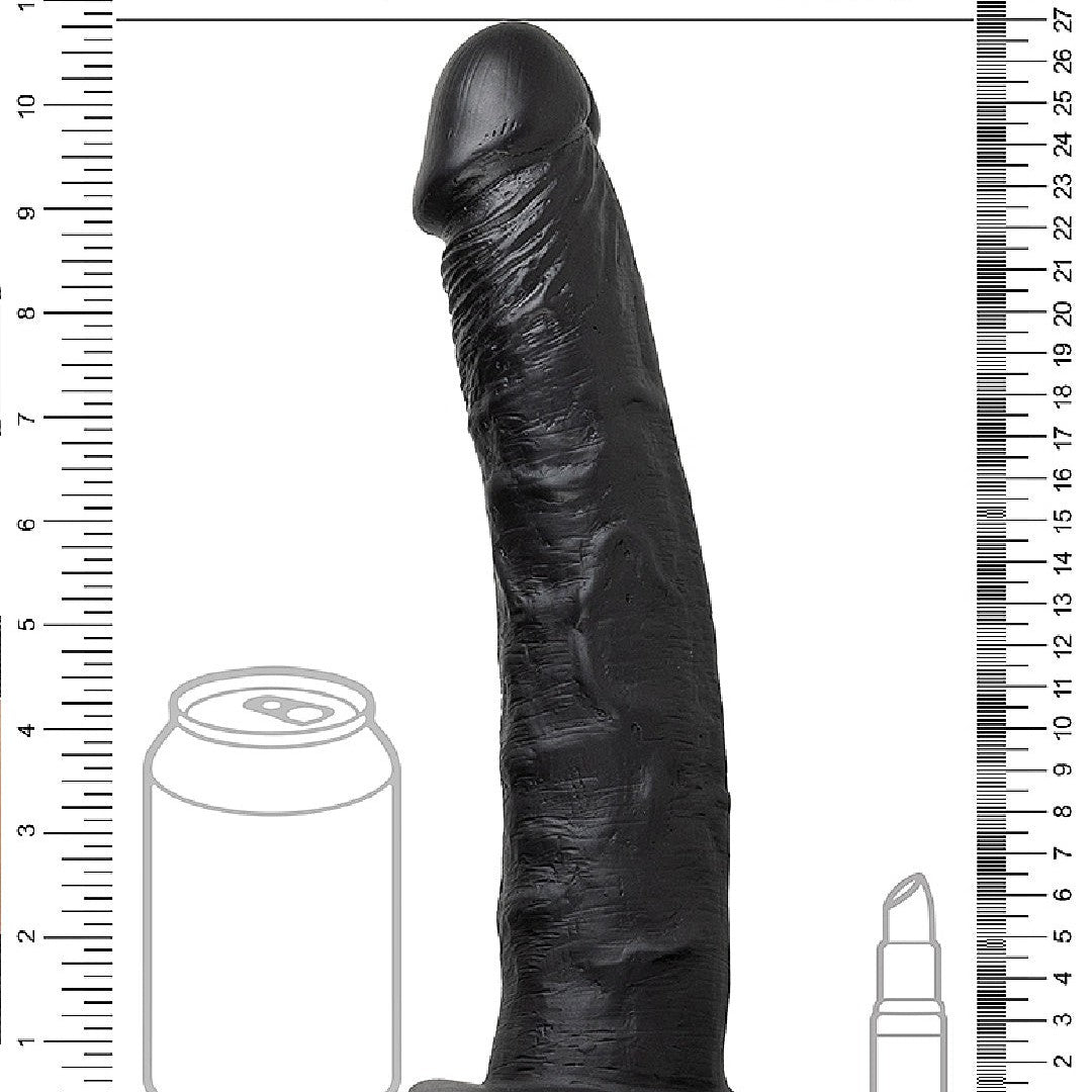 Realrock Massive Vibrating 10 Inch Hollow Dildo & Strap-on Harness - Black