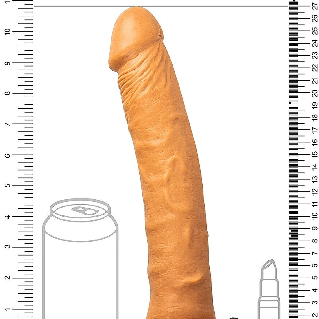 Realrock Massive Vibrating 10 Inch Hollow Dildo & Strap-on Harness - Caramel