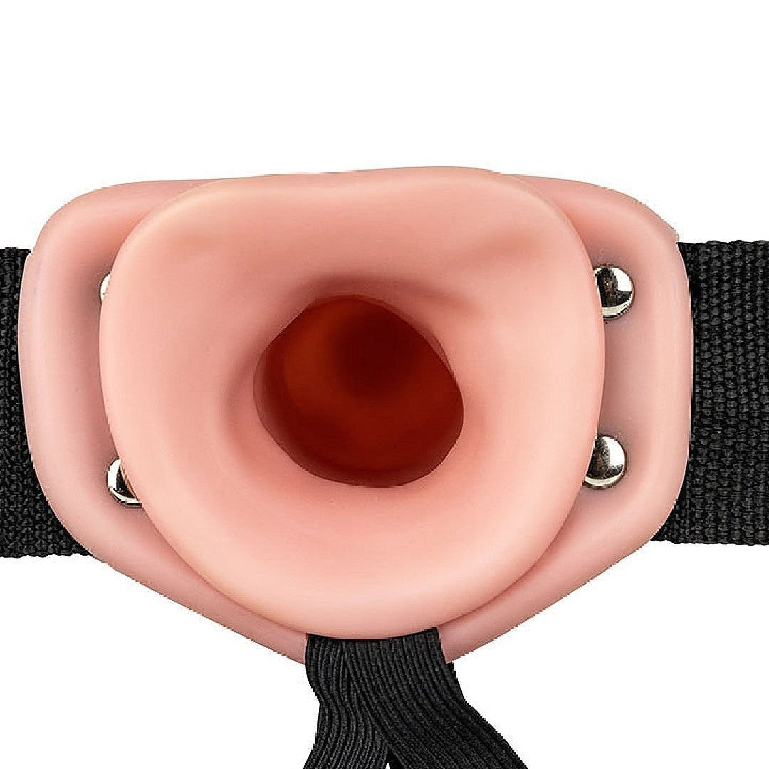 Realrock Massive Vibrating 10 Inch Hollow Dildo & Strap-on Harness - Vanilla