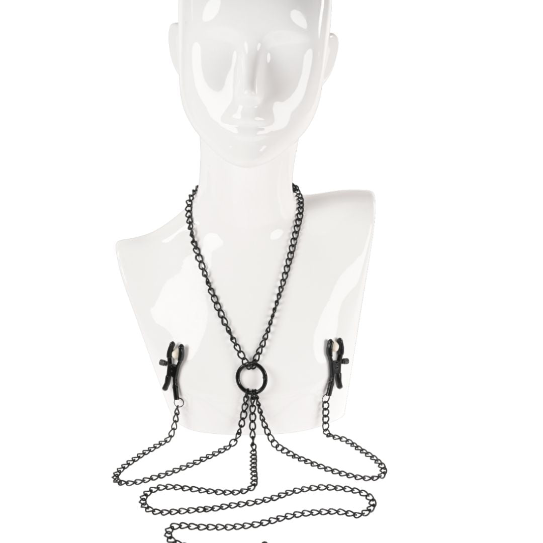 Saffron Nipple to Clit Clamp and Chain Set